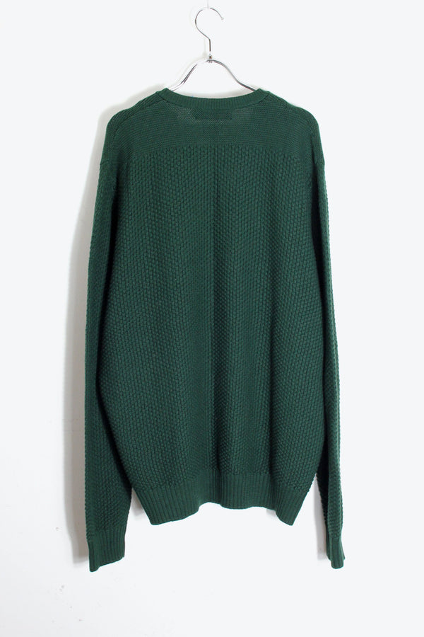 90'S V-NECK COTTON ALPACA KNIT SWEATER / GREEN [SIZE: XL USED]