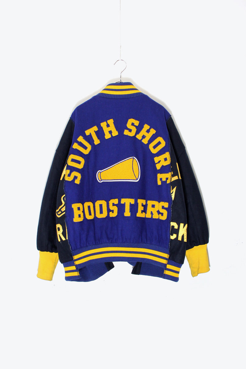 80'S MODIFIED WOOL STADIUM JACKET / BLUE / BLACK / YELLOW [SIZE: US XXL USED]