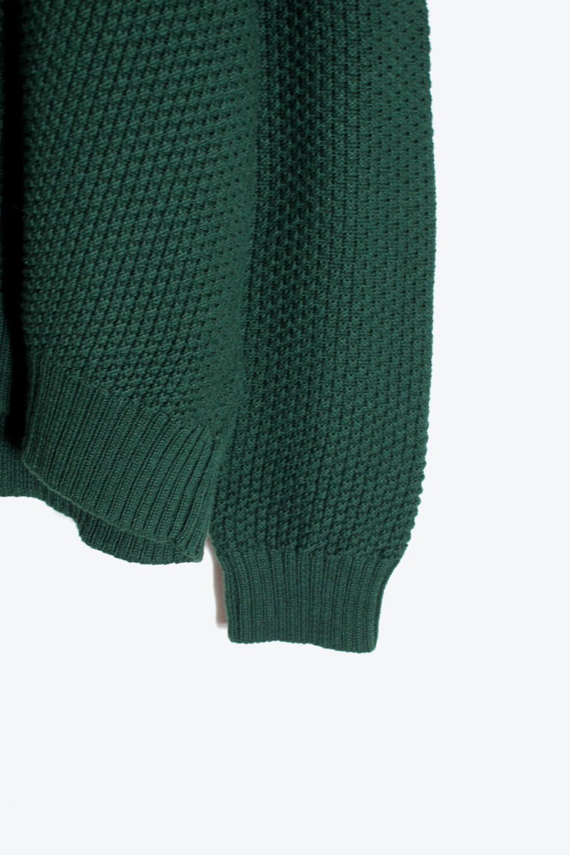 90'S V-NECK COTTON ALPACA KNIT SWEATER / GREEN [SIZE: XL USED]