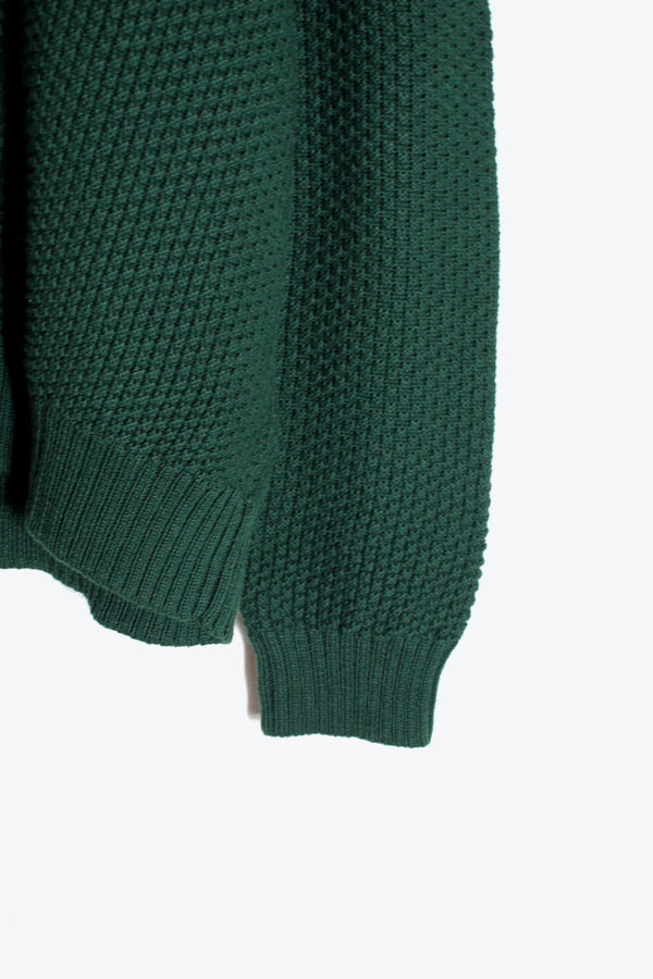 90'S V-NECK COTTON ALPACA KNIT SWEATER / GREEN [SIZE: XL USED]