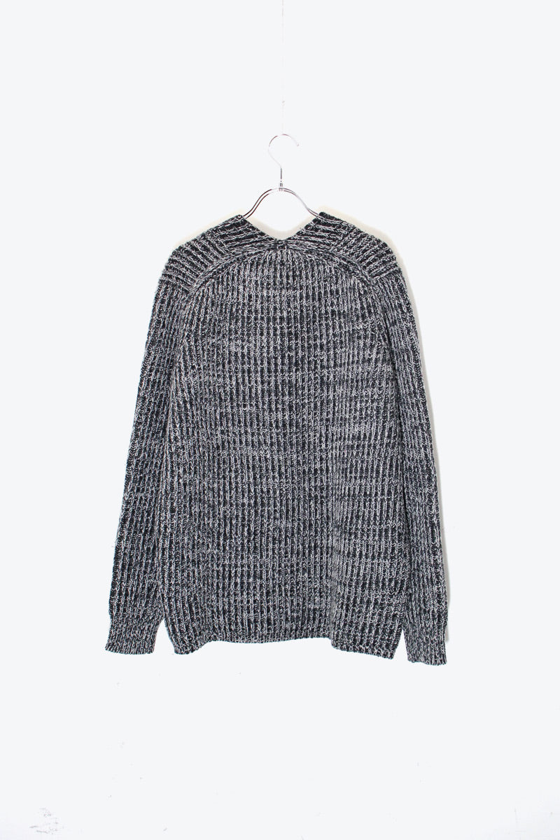 V-NECK WOOL MELANGE KNIT SWEATER / BLACK [SIZE: S USED]