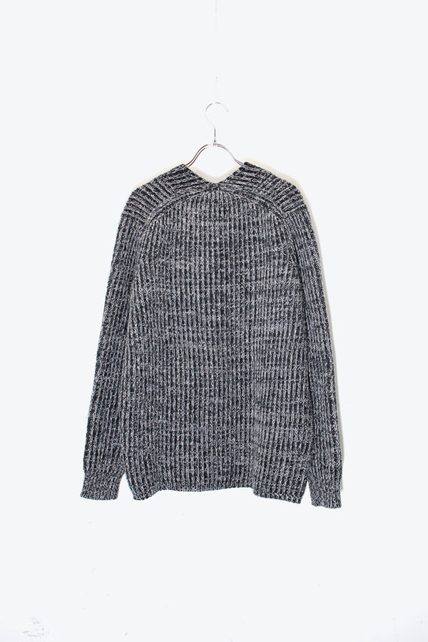 V-NECK WOOL MELANGE KNIT SWEATER / BLACK [SIZE: S USED]