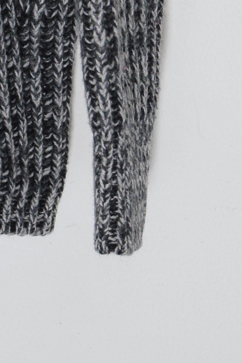 V-NECK WOOL MELANGE KNIT SWEATER / BLACK [SIZE: S USED]