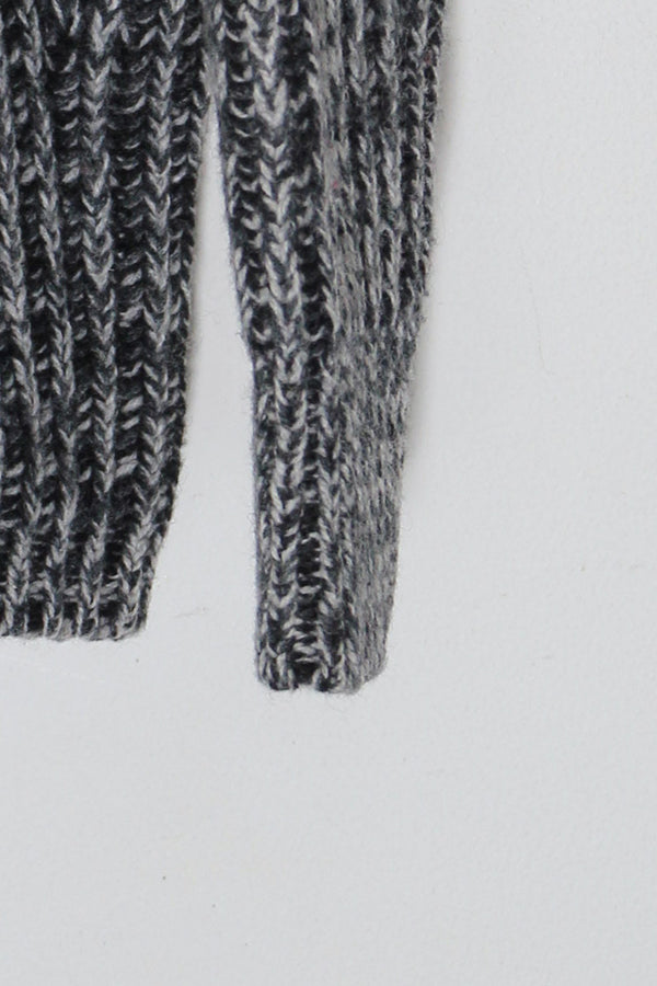 V-NECK WOOL MELANGE KNIT SWEATER / BLACK [SIZE: S USED]