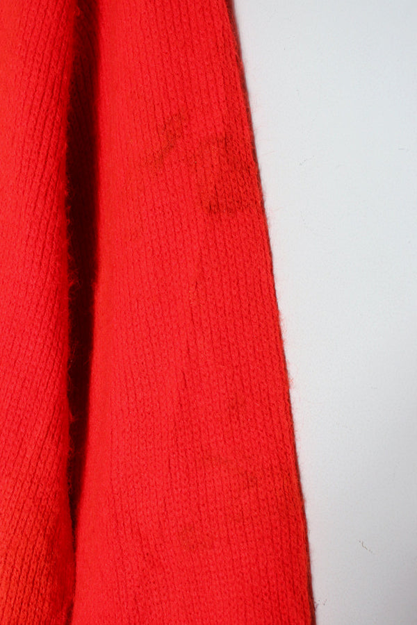 MADE IN USA 70'S WOOL KNIT CARDIGAN / RED [SIZE: S USED]