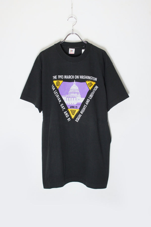 MADE IN USA 93'S S/S THE 1993 MARCH PRINT T-SHIRT / BLACK [SIZE: L USED]