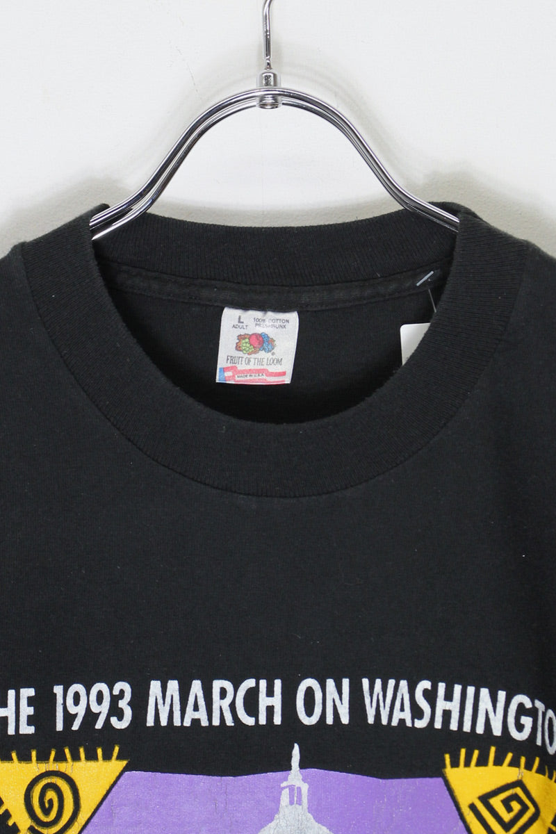 MADE IN USA 93'S S/S THE 1993 MARCH PRINT T-SHIRT / BLACK [SIZE: L USED]