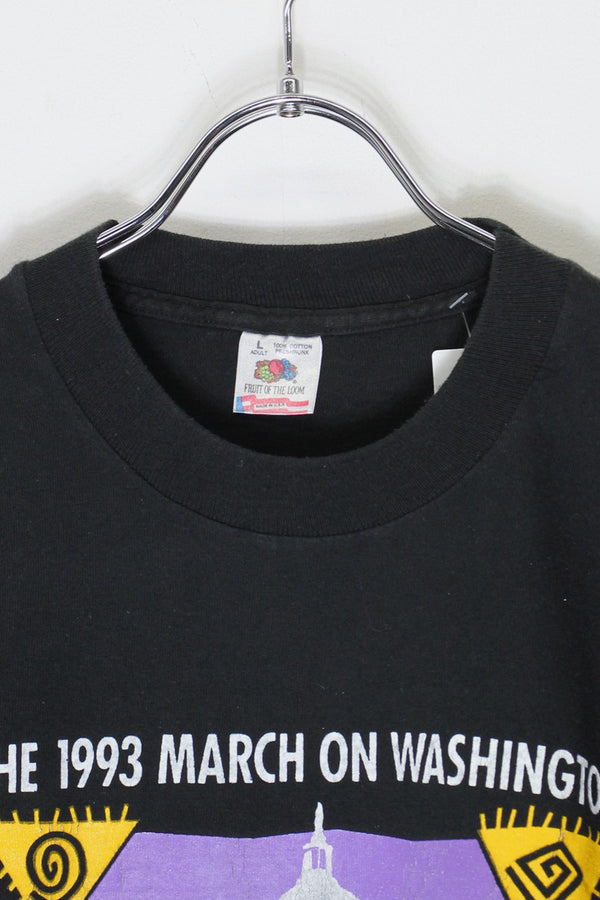 MADE IN USA 93'S S/S THE 1993 MARCH PRINT T-SHIRT / BLACK [SIZE: L USED]
