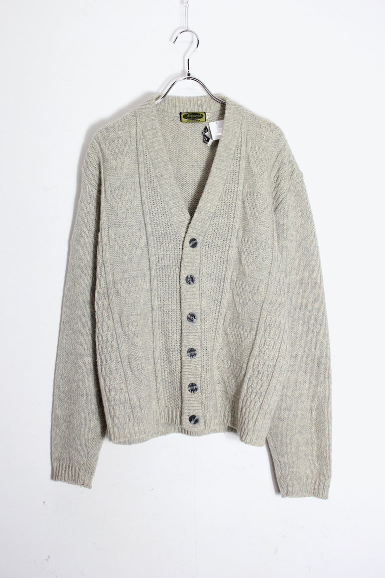 MADE IN USA 80'S KNIT CARDIGAN / BEIGE [SIZE: L USED]