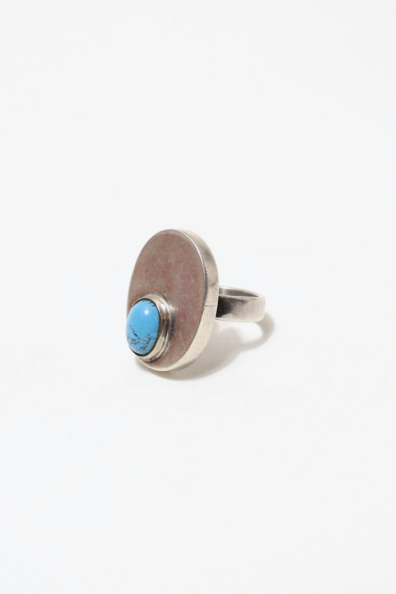925 SILVER RING W/TURQUOIS [SIZE: 9号相当 USED]