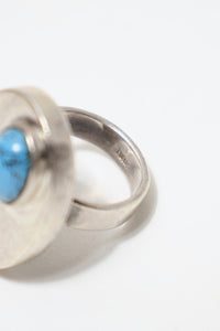 925 SILVER RING W/TURQUOIS [SIZE: 9号相当 USED]