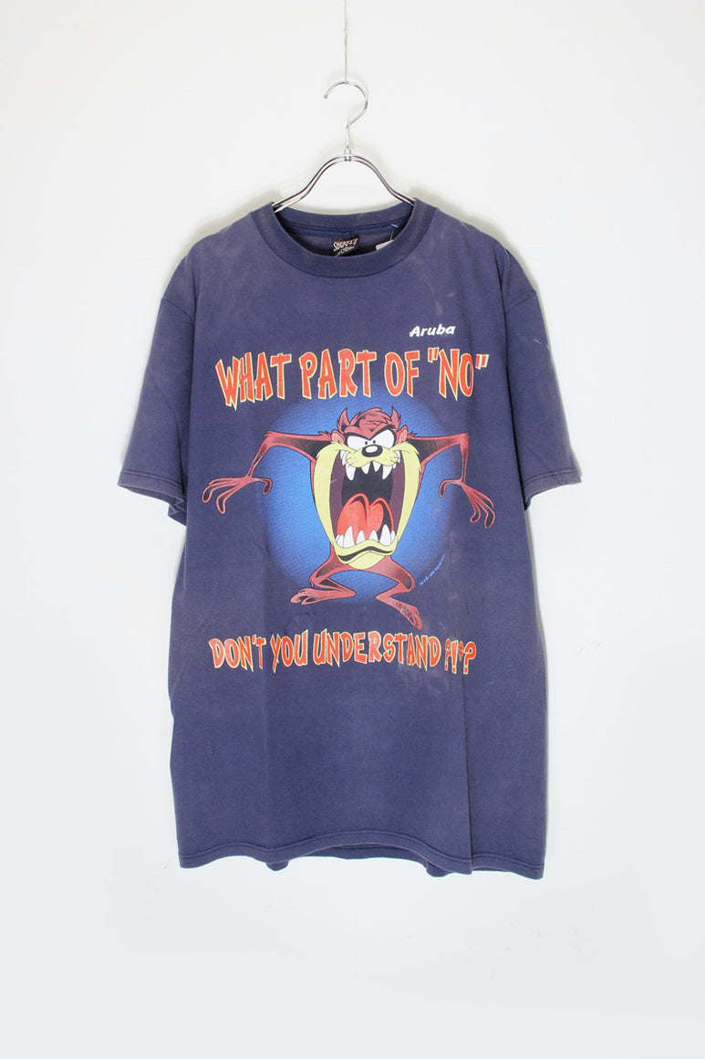 MADE IN USA 96'S S/S WANER BROS PRINT T-SHIRT / NAVY [SIZE: L USED]