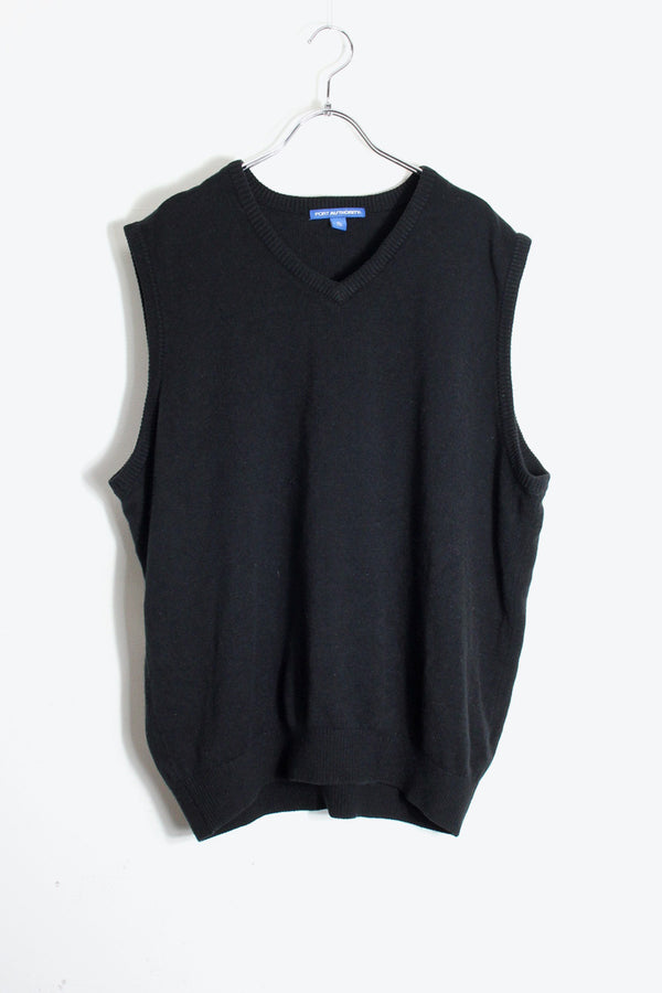 V-NECK KNIT VEST / BLACK [SIZE: XL USED]