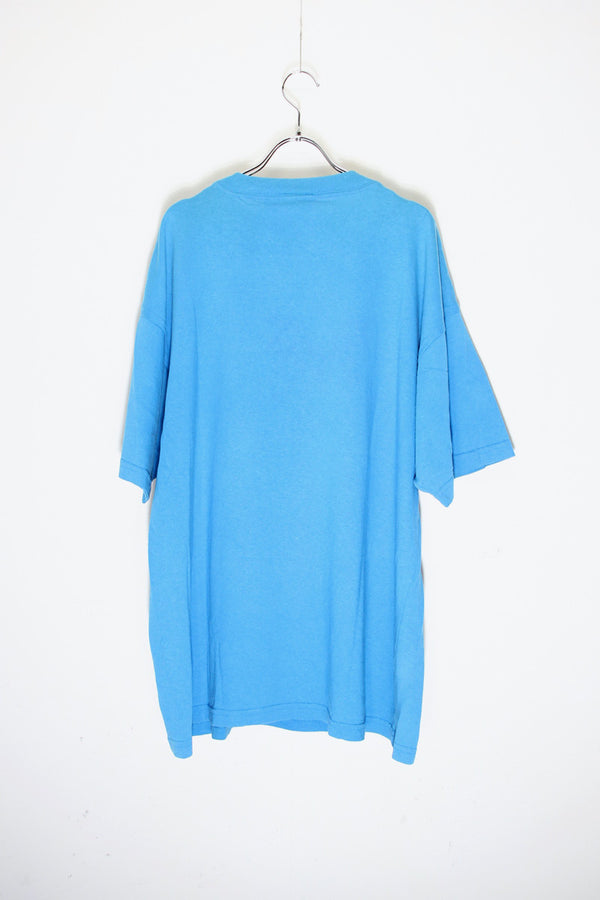 MADE IN USA 90'S S/S MICKEY EMBROIDERY T-SHIRT / SKY BLUE [SIZE: L/XL USED]