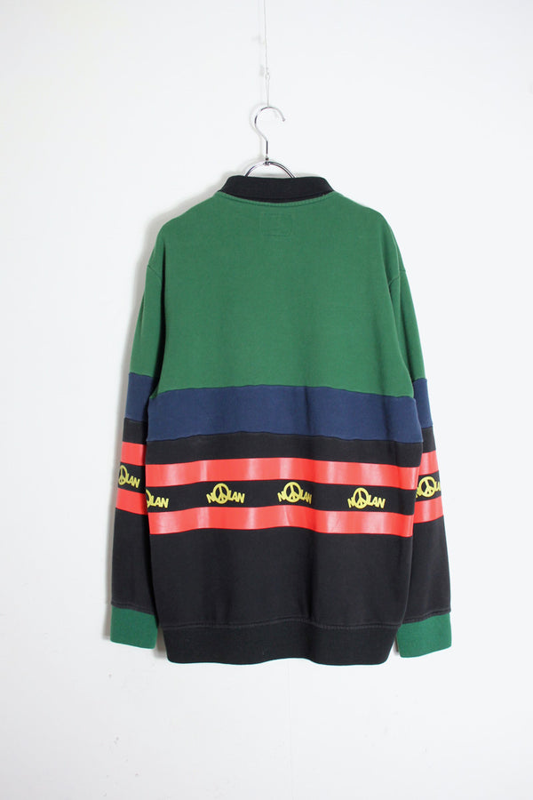 L/S DESIGN POLO SHIRT (SNOWBOARD BRAND) / GREEN/BLACK [SIZE: M USED]
