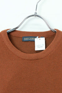 CREW NECK COTTON RIB KNIT / BROWN [SIZE: M USED]