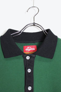 L/S DESIGN POLO SHIRT (SNOBOARD BRAND) / GREEN/BLACK [SIZE: M USED]