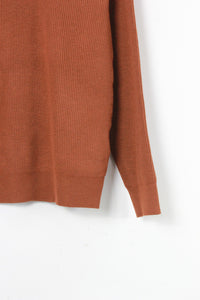 CREW NECK COTTON RIB KNIT / BROWN [SIZE: M USED]