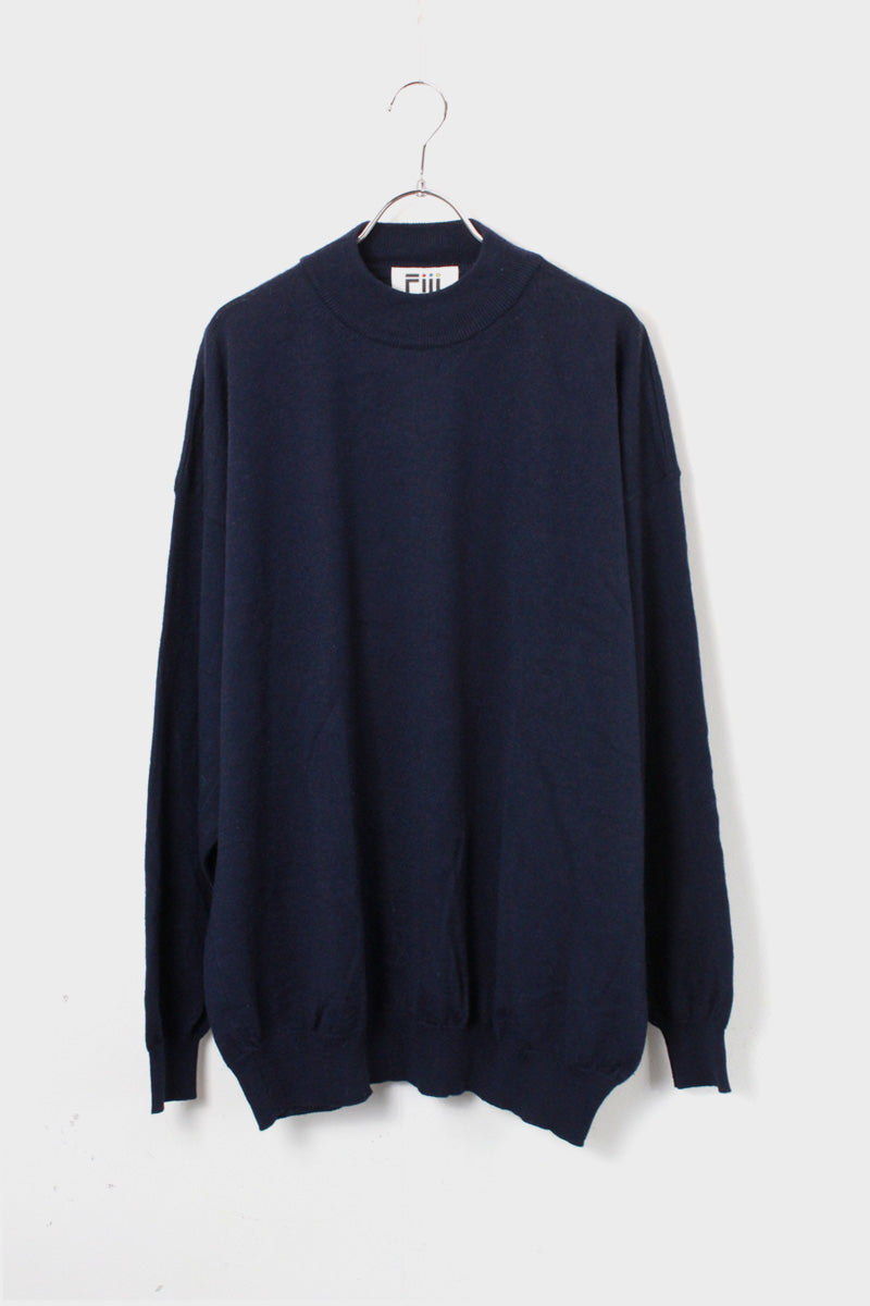 MADE IN ITALY MOCK NECK SWEATER / NAVY [SIZE: XL Used]