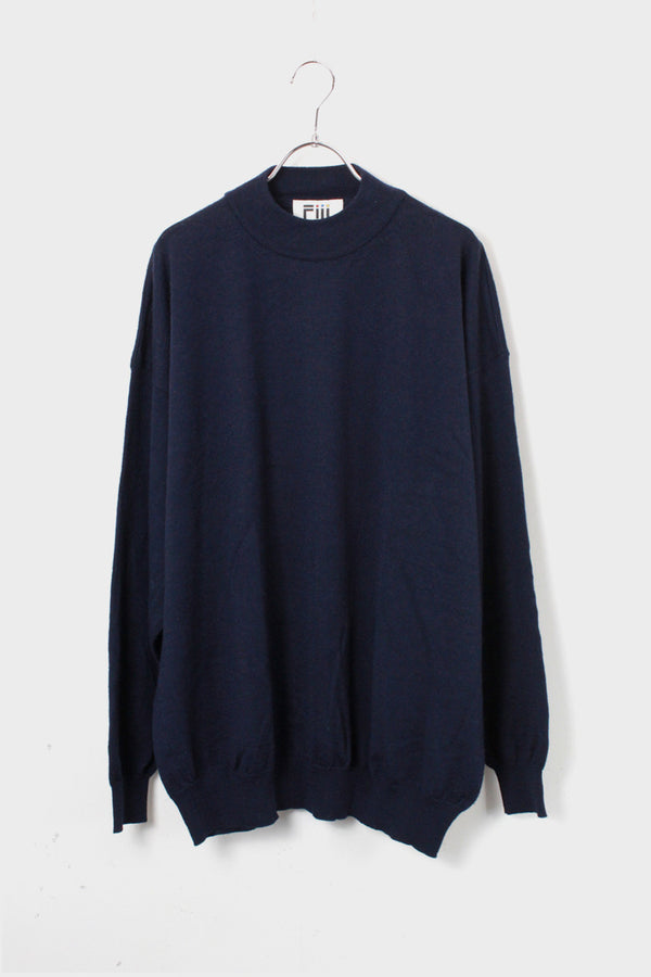 MADE IN ITALY MOCK NECK SWEATER / NAVY [SIZE: XL Used]
