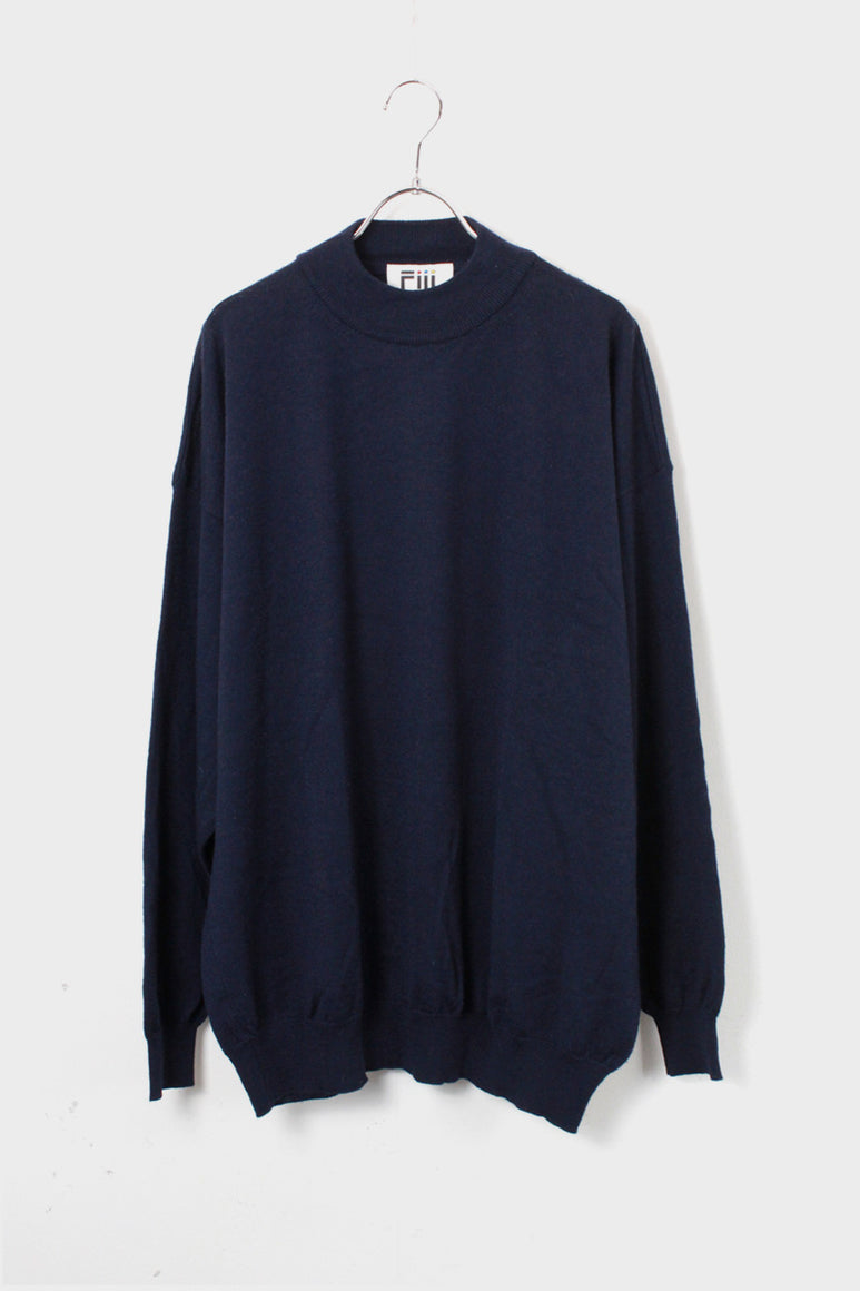 MADE IN ITALY MOCK NECK SWEATER / NAVY [SIZE: XL相当 USED]