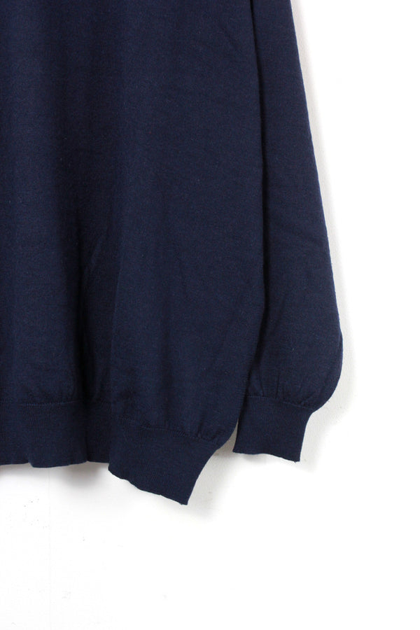 MADE IN ITALY MOCK NECK SWEATER / NAVY [SIZE: XL Used]