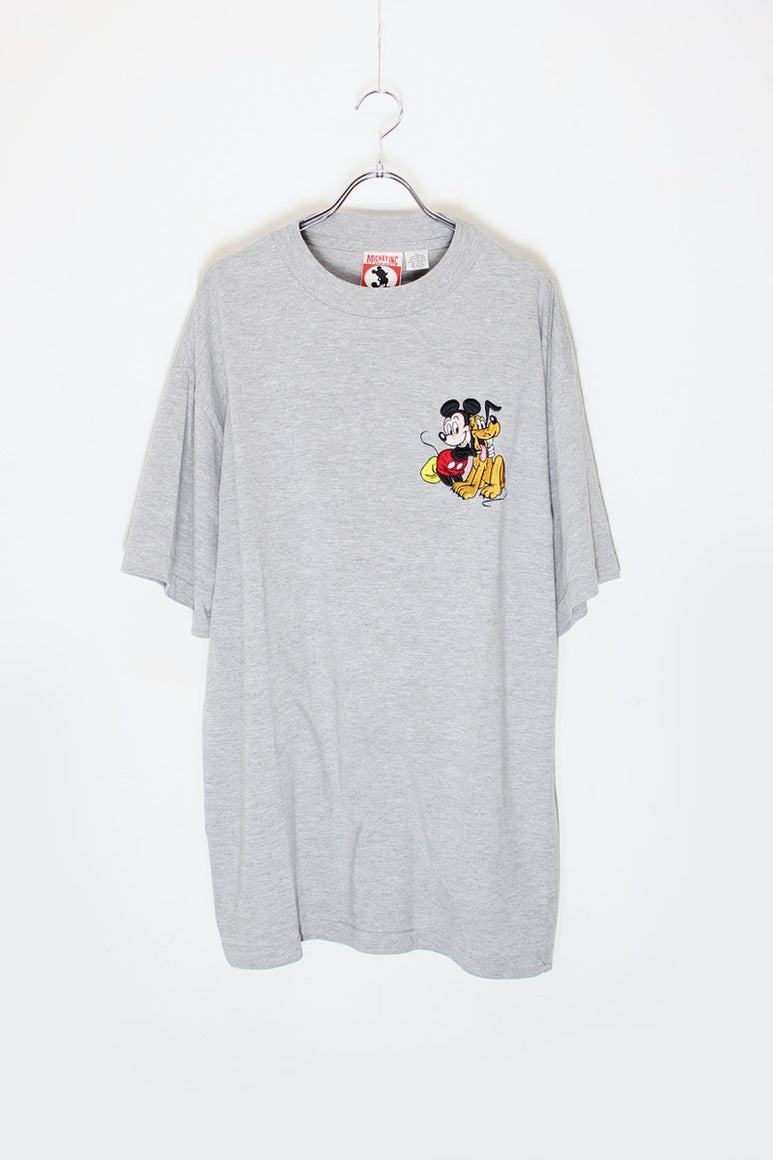 90'S S/S MICKEYPLUTO T-SHIRT / GREY [SIZE: XL USED]
