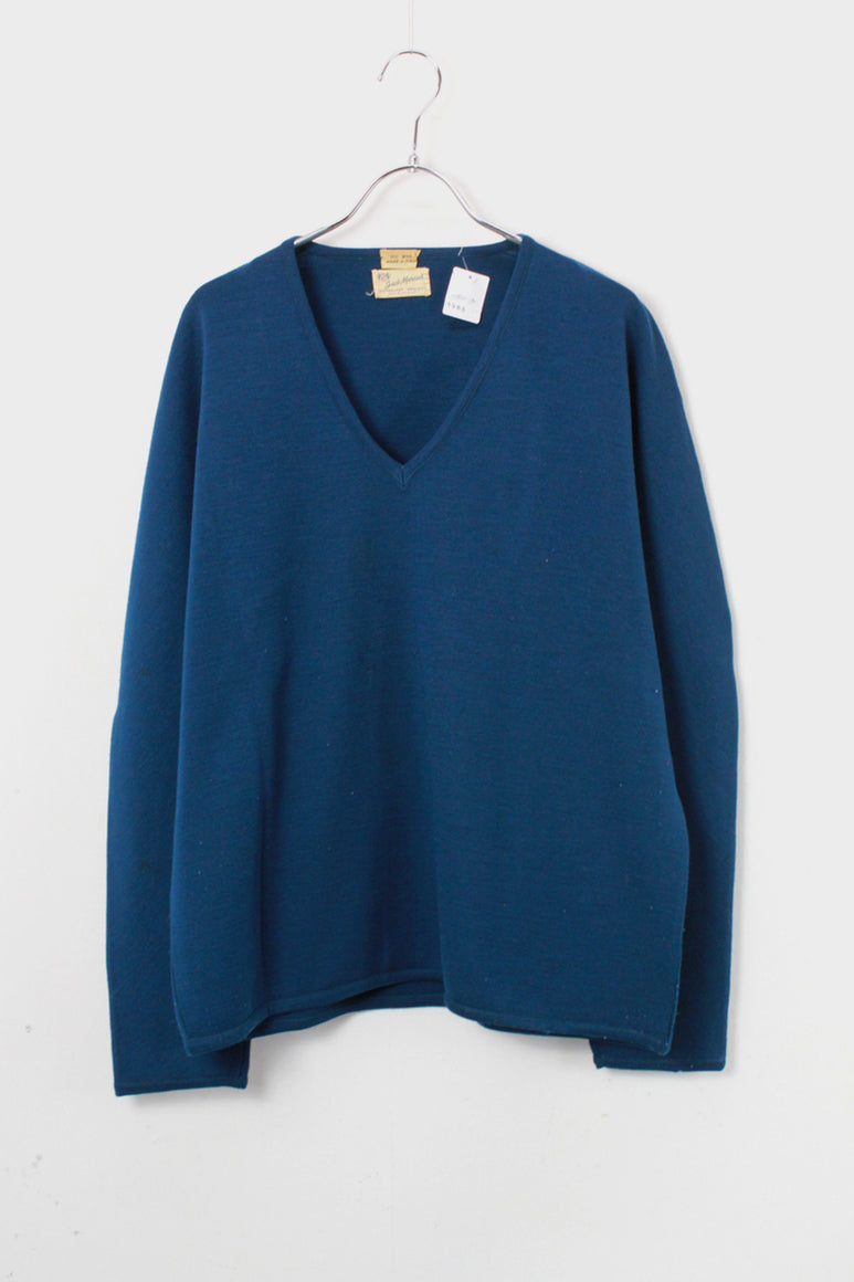 MADE IN ITALY 80'S V-NECK KNIT / BLUE [SIZE: L相当 USED]