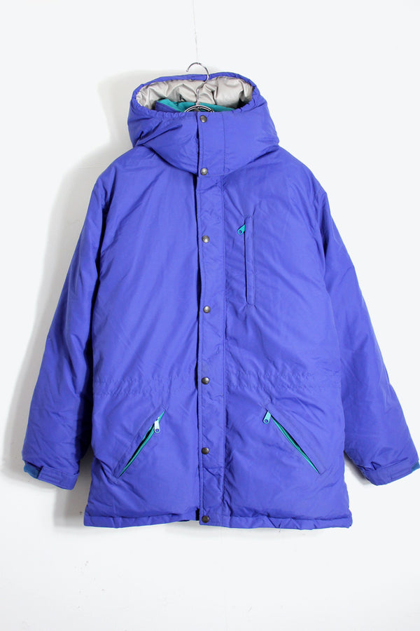 MADE IN USA 90'S DOWN HOODIE JACKET / BLUE [SIZE: M USED]