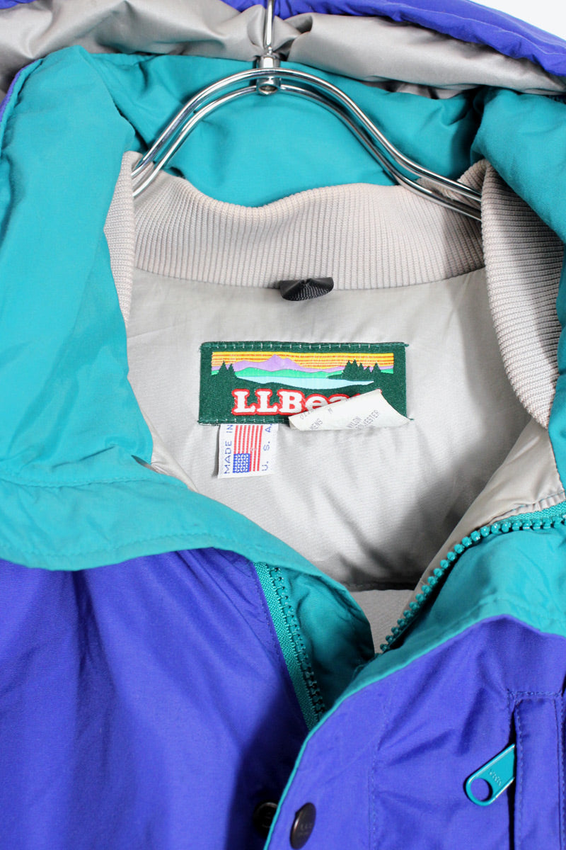 MADE IN USA 90'S DOWN HOODIE JACKET / BLUE [SIZE: M USED]