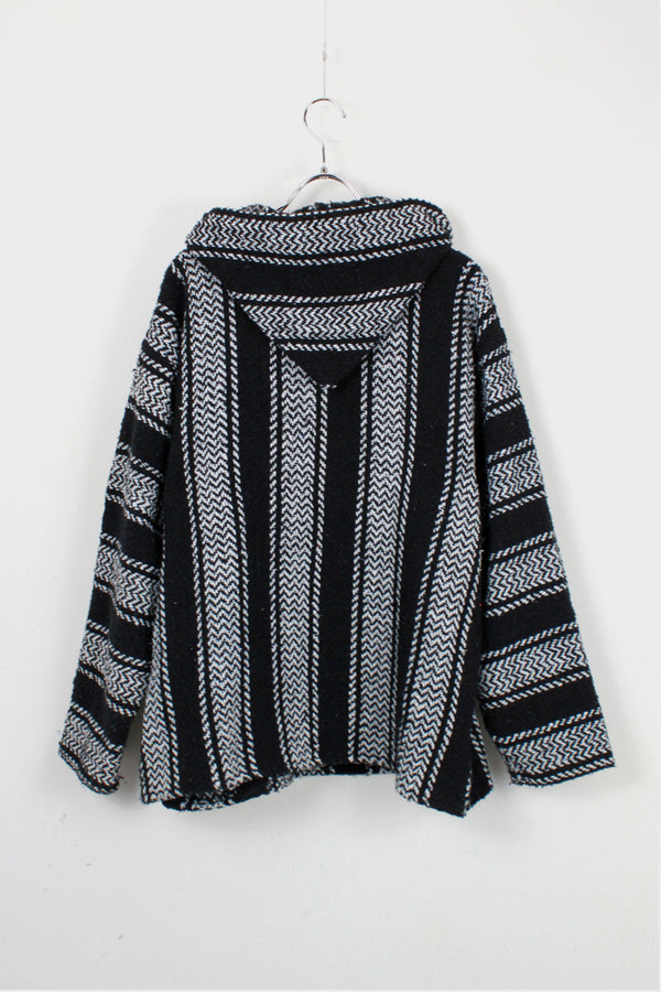90'S MEXICAN HOODIE JACKET / BLACK / WHITE [SIZE: M USED]