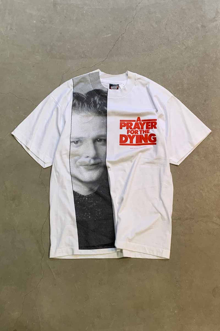 MADE IN USA 87'S S/S A PRAYER FOR THE DYING PRINT MOVIE T-SHIRT / WHITE [SIZE: L DEADSTOCK/NOS]