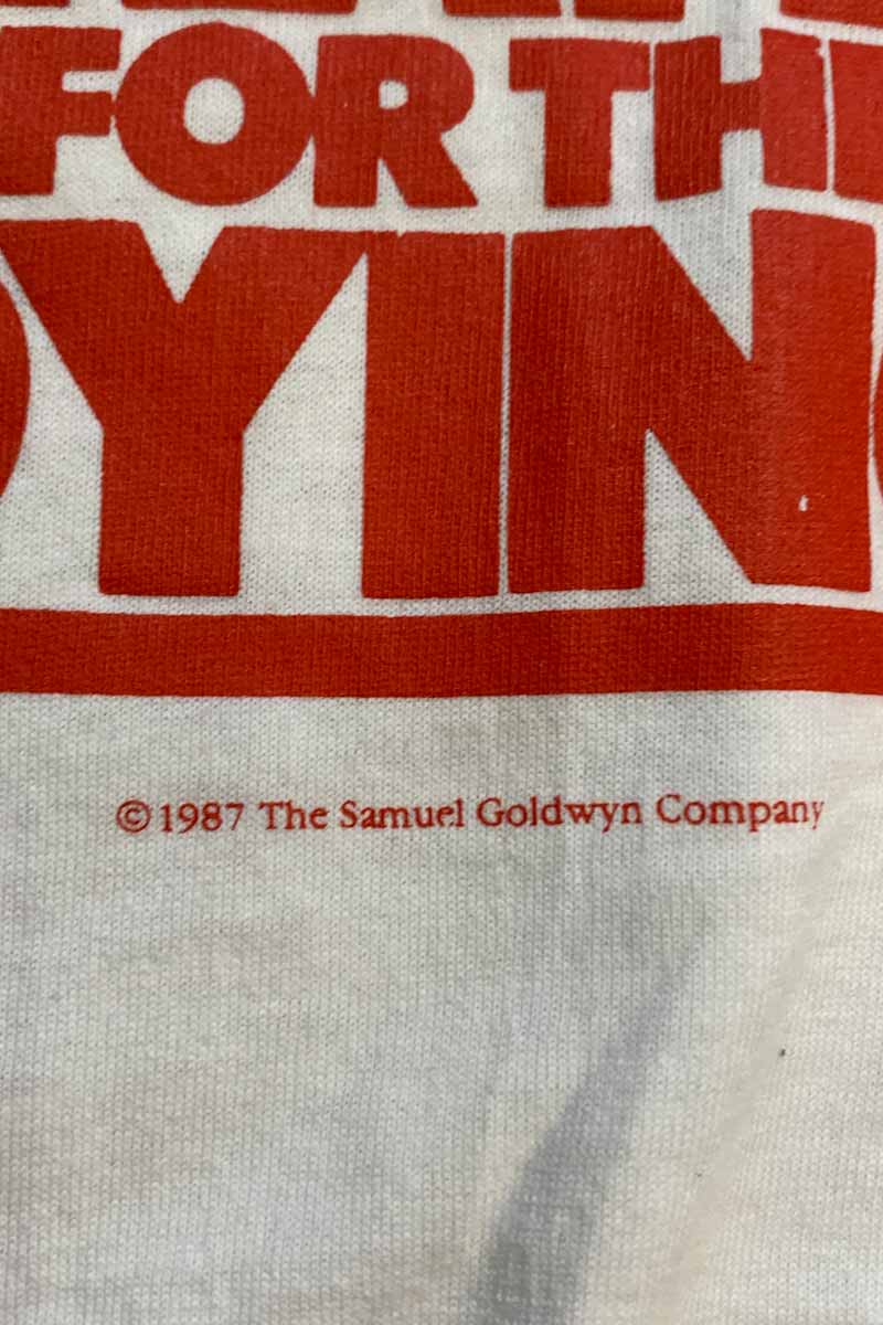 MADE IN USA 87'S S/S A PRAYER FOR THE DYING PRINT MOVIE T-SHIRT / WHITE [SIZE: L DEADSTOCK/NOS]