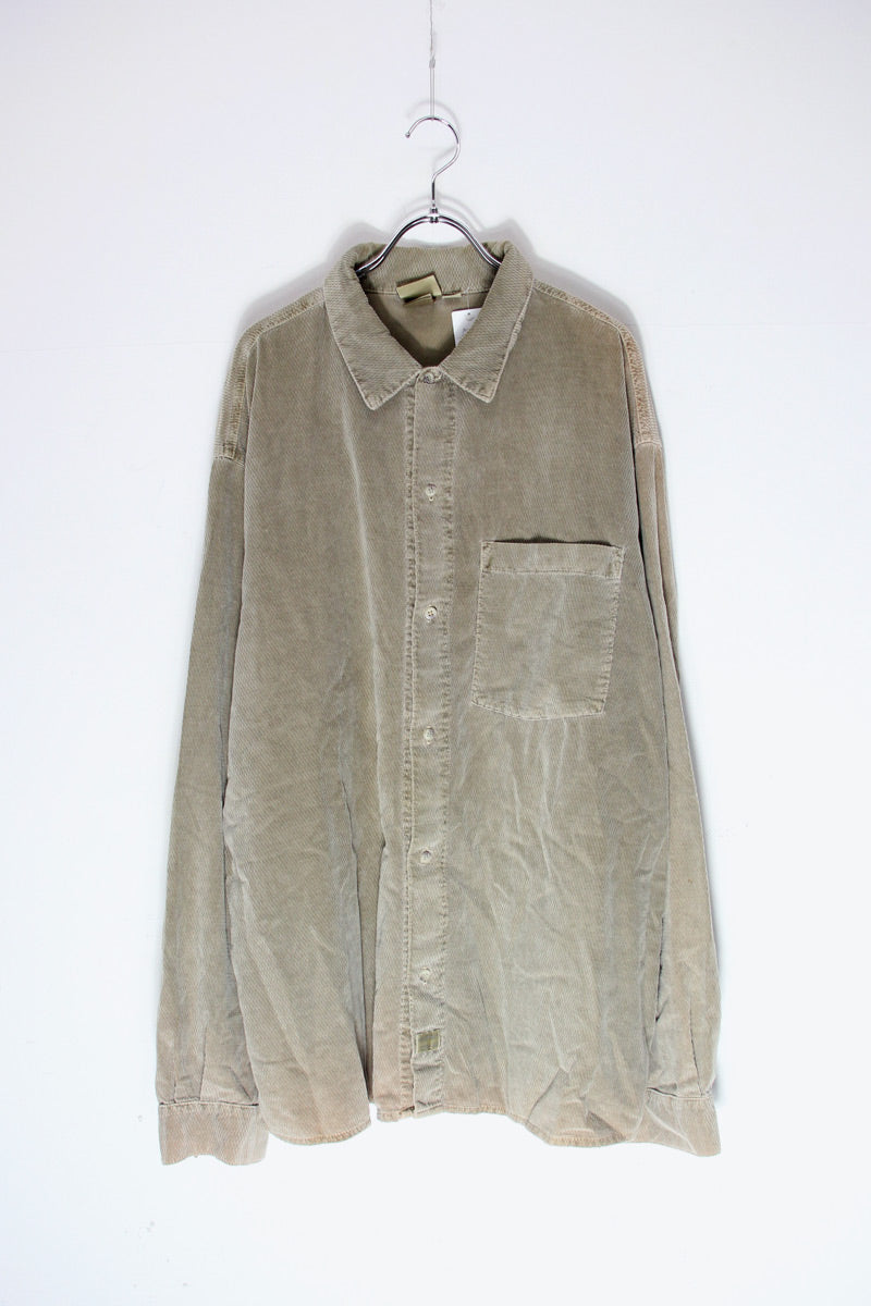 MADE IN USA 90'S L/S PILE COTTON SHIRT / SAND [SIZE: L USED]