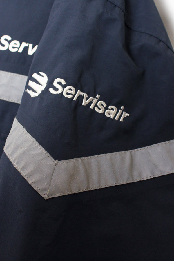 90'S SHELL NYLON FLEECE JACKET W/LINER / NAVY [SIZE: XL USED]