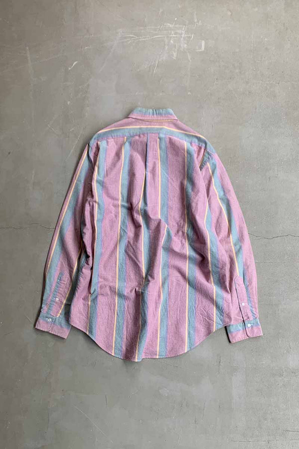 90'S L/S B.D COTTON OXFORD STRIPE SHIRT / PURPLE [SIZE: L USED]