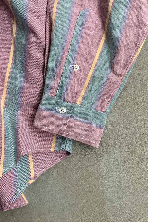 90'S L/S B.D COTTON OXFORD STRIPE SHIRT / PURPLE [SIZE: L USED]