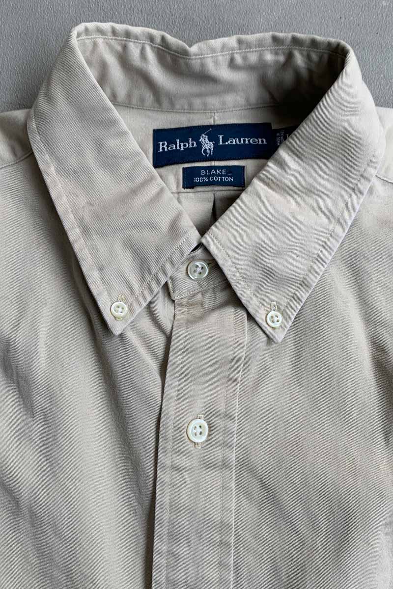 90'S L/S B.D COTTON BLAKE SHIRT / BEIGE [SIZE: L USED]