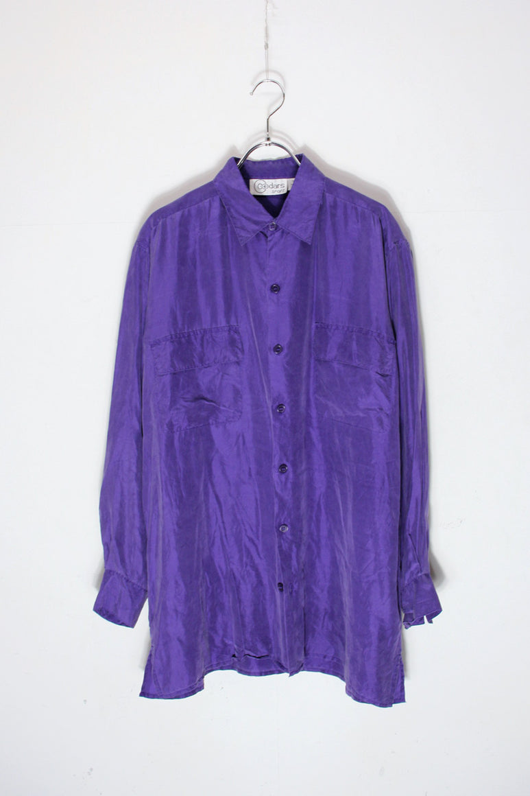90'S L/S SILK WORK SHIRT / PURPLE [SIZE: M USED]