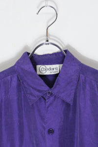 90'S L/S SILK WORK SHIRT / PURPLE [SIZE: M USED]