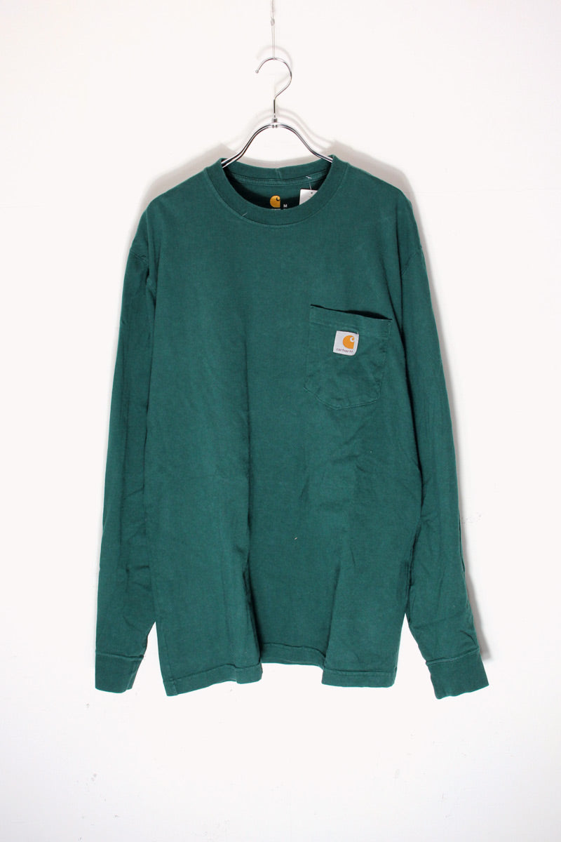 L/S ONE POINT POCKET T-SHIRT / MOSS GREEN [SIZE: M USED]