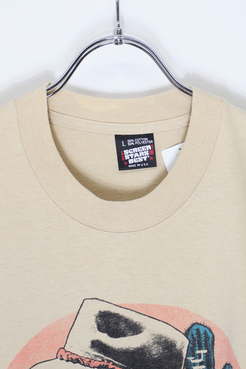 MADE IN USA 90s S/S LOS ANGELES FACE PRINT T-SHIRT / SAND BEIGE [SIZE: L USED]