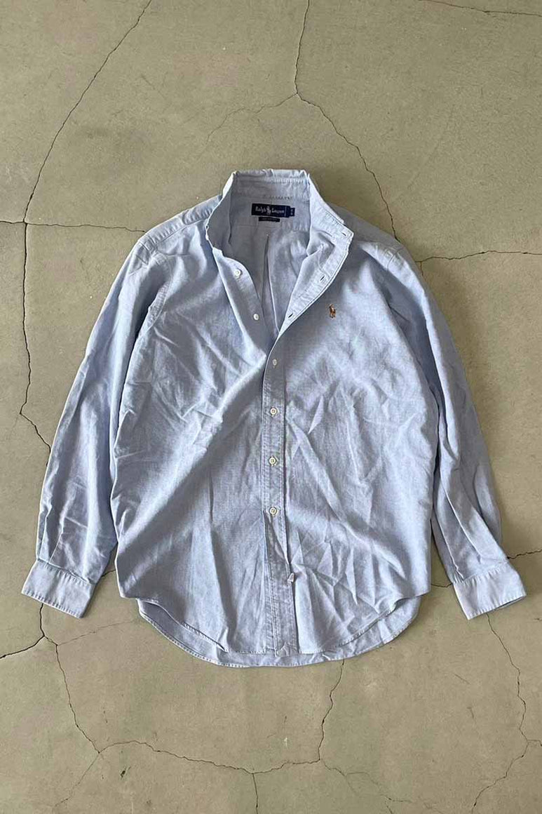90'S L/S B.D COTTON SHIRT / BLUE [SIZE: M USED]