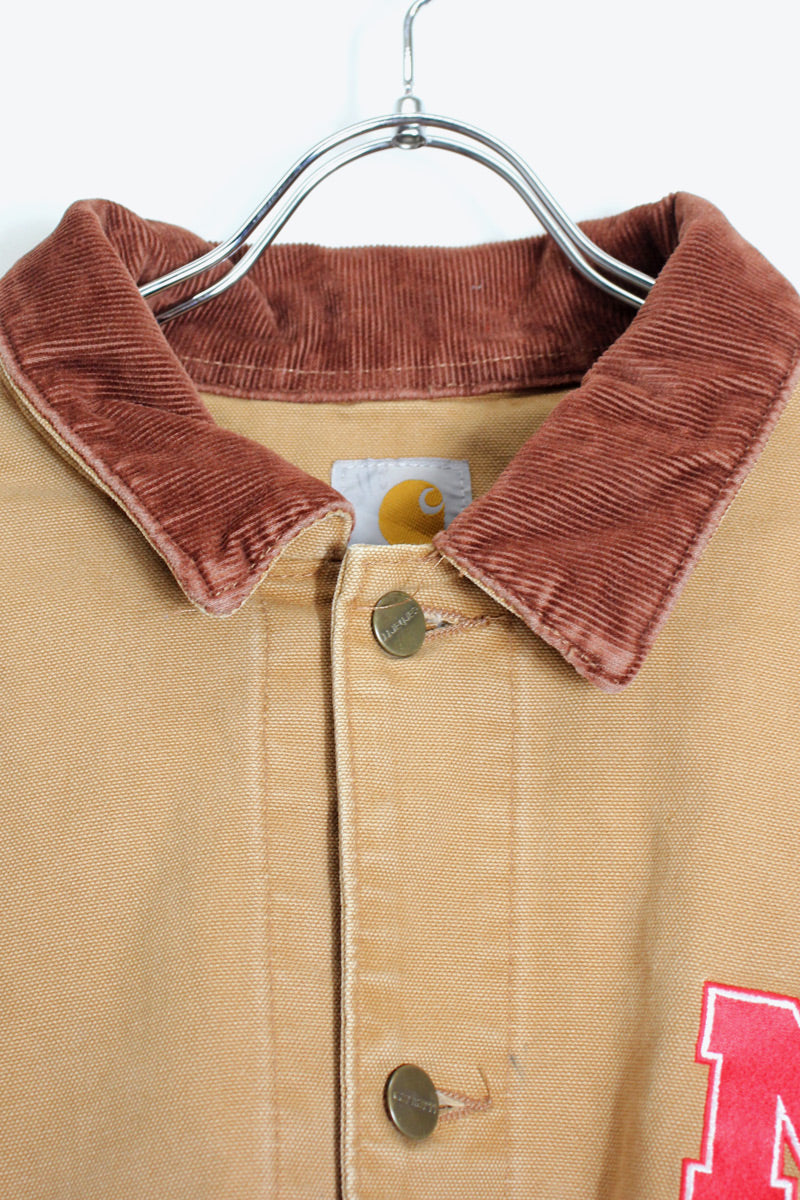 90'S N LOGO DUCK MICHIGAN CHORE COAT / BEIGE [SIZE: S USED]