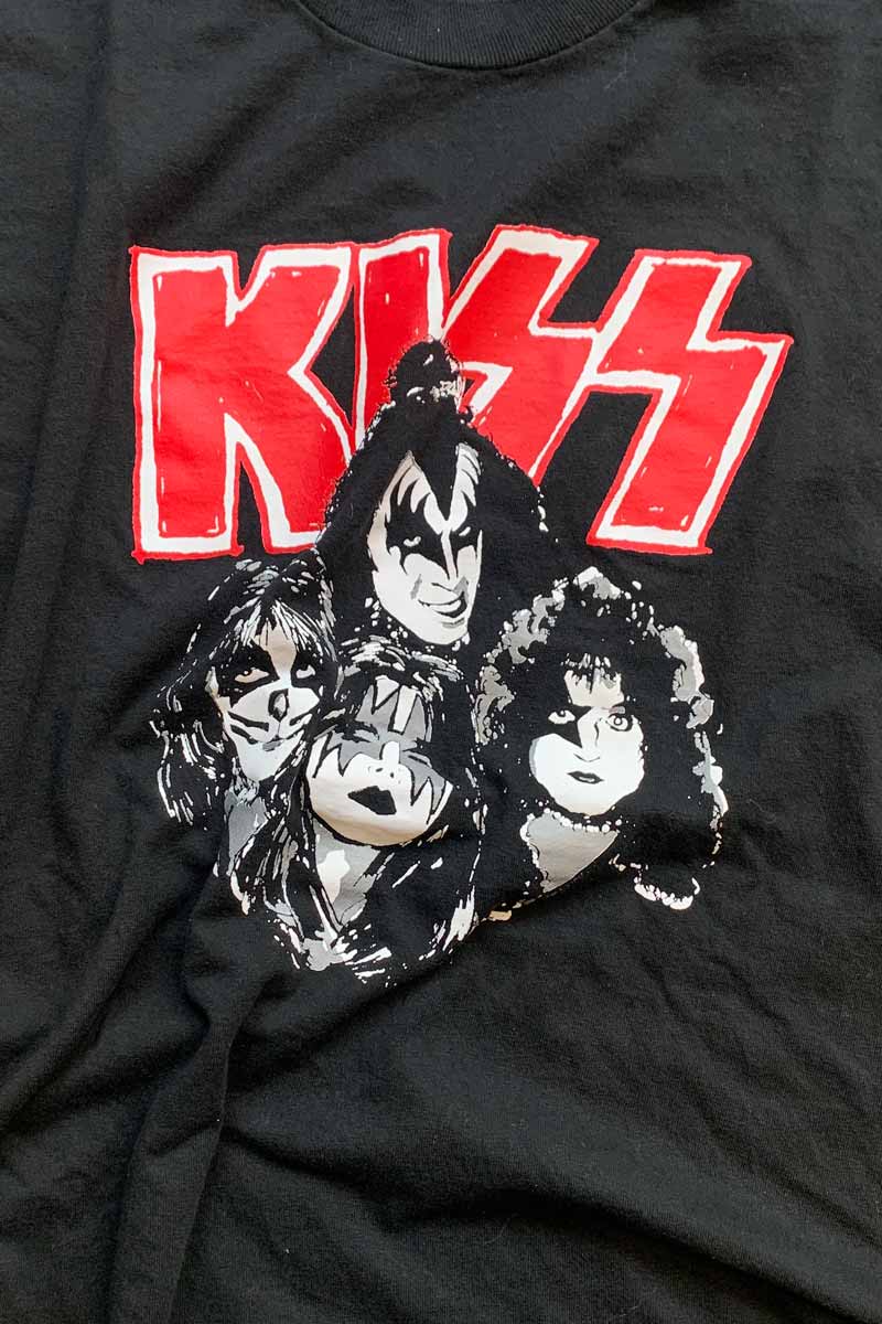 MADE IN MEXICO 90s S/S KISS PRINT BAND T-SHIRT / BLACK [SIZE: L USED]