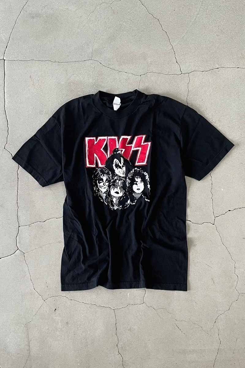 MADE IN MEXICO 90'S S/S KISS PRINT BAND T-SHIRT / BLACK [SIZE: L USED]