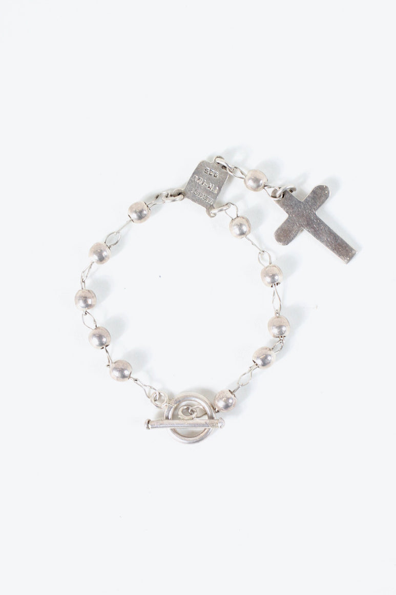 MADE IN MEXICO 925 SILVER T-BAR ROSARY BRACELET [ONE SIZE USED]