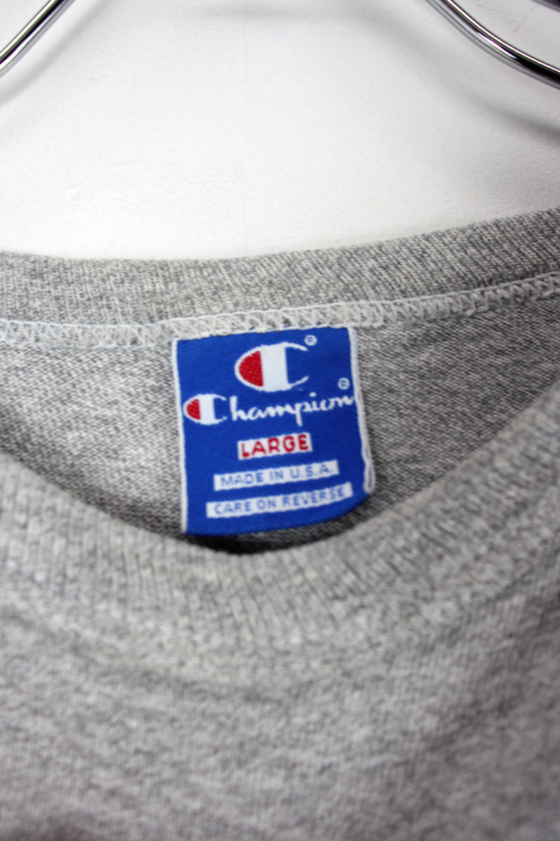 MADE IN USA 90'S EMBROIDERED TEE SHIRT / HEATHER GRAY [SIZE: L USED]