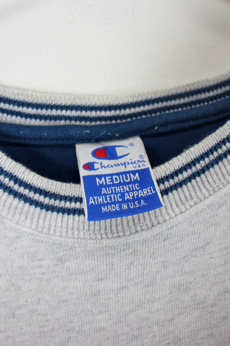 MADE IN USA 90'S COLOR SLEEVE TEE SHIRT / GRAY / GREEN [SIZE: M USED]