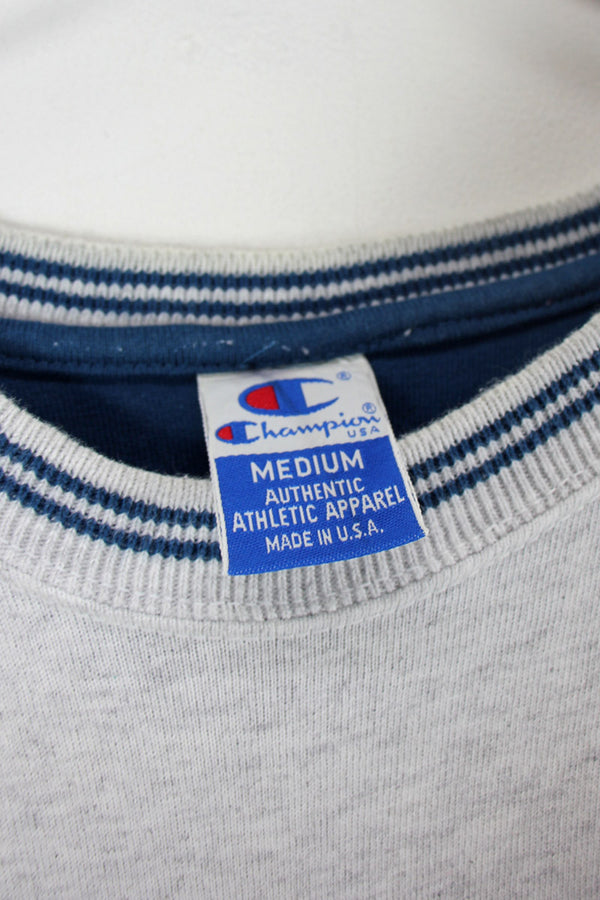 MADE IN USA 90'S COLOR SLEEVE TEE SHIRT / GRAY / GREEN [SIZE: M USED]
